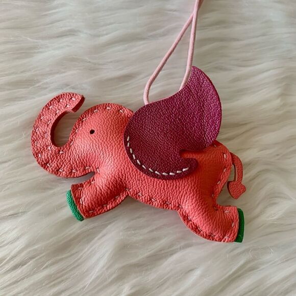 Handmade Genuine Leather Colorblock Dumbo Bag Charm/Keychain - Picture 2 of 9